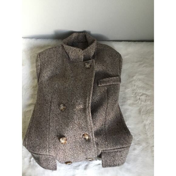 100% Wool Pea Coat Button Down Waist Sinch No Brand Long Warm Vintage - Picture 8 of 12